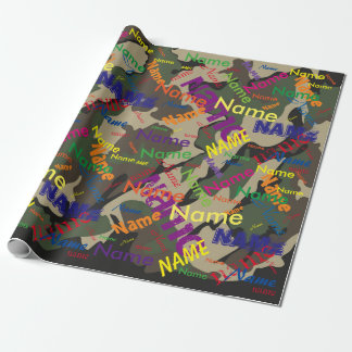 Cadeau Camo vert Ajouter un nom Papier d'enveloppement pe