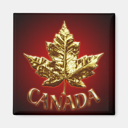 Cadeau Canada Souvenir Frigo Magnet Gold Maple Lea (Devant)