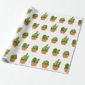 Cadeau Caractères Cactus adorables Enveloppement Papier (Déroulé)