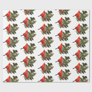 Cadeau Cardinal sur le papier d'enveloppement Holly