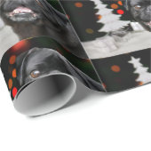 Cadeau Carlin de Noël Papier d'emballage de chien (Coin rond)