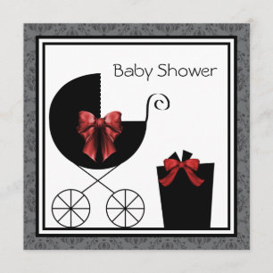 Cadeau Carriage Red Black Baby Shower-uitvindingen Kaart