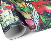 Cadeau Carrousel Noël Ornament Vacances Papier d'envelopp (Coin rond)