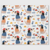 Cadeau Cartoon Hello chien sans couture papier d'emballag (Plat)