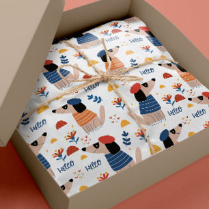 Cadeau Cartoon Hello chien sans couture papier d'emballag