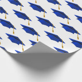 Cadeau Casquettes de graduations bleues sur papier d'emba (Coin)