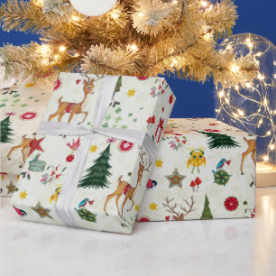 Cadeau Cerf de Noël   Nom   Papier d'emballage brillant