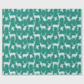 Cadeau Cerf rustique blanc sur papier d'emballage Turquoi (Plat)