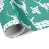 Cadeau Cerf rustique blanc sur papier d'emballage Turquoi (Coin rond)