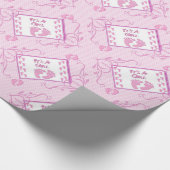 Cadeau C'est une fille, empreintes roses, papier à envelo (Coin)