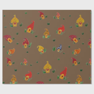 Cadeau Champignons avec le papier d'emballage mat de