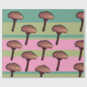 Cadeau Champignons et rayures Papier à envelopper (Plat)