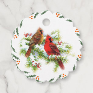 Cadeau Charming Cardinal Birds Favoriser les étiquettes