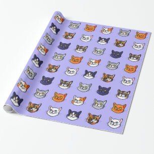 Cadeau Chat dessinant le papier d'emballage carrelé