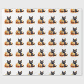 Cadeau Chat d'Halloween et papier d'enveloppement Citroui (Plat)