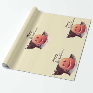 Cadeau Chat et Citrouille Happy Halloween papier envelopp