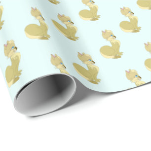 Cadeau Chat jaune avec papier d'enveloppement des yeux bl