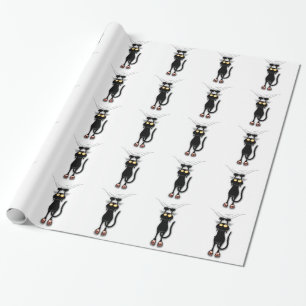 Cadeau Chat noir d'amusement tombant papier d'emballage