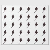 Cadeau Chat noir sur le papier d'emballage blanc (Plat)