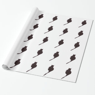Cadeau Chat noir sur le papier d'emballage blanc