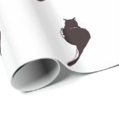 Cadeau Chat noir sur le papier d'emballage blanc (Coin rond)