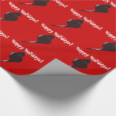 Cadeau Chat noir sur le papier d'emballage de vacances (Coin)