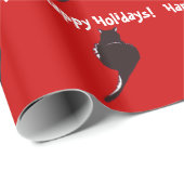 Cadeau Chat noir sur le papier d'emballage de vacances (Coin rond)