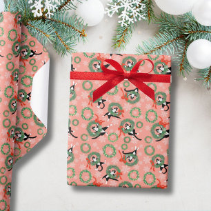 Cadeau Chats amusants dans les couronnes de Noël papier d