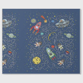 Cadeau Chats en papier d'emballage spatial (Plat)