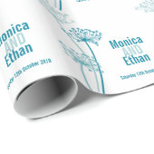 Cadeau Chervil turquoise moderne noms mariage papier cade (Coin rond)