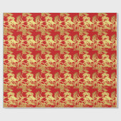 Cadeau Cheval d'or chinois de papier d'emballage de (Plat)