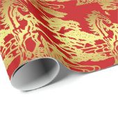 Cadeau Cheval d'or chinois de papier d'emballage de (Coin rond)