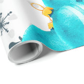 Cadeau Chic Turquoise Ornements Snowflakes Wrapper Papier (Coin rond)