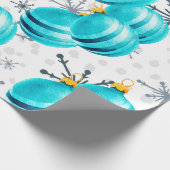 Cadeau Chic Turquoise Ornements Snowflakes Wrapper Papier (Coin)