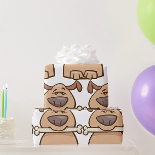 Cadeau Chien Brown Avec Papier D'Enveloppement D'Os