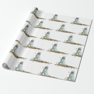 Cadeau Chien De Labradoodle En Papier D'Enveloppement Feu