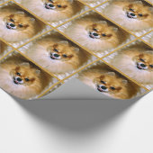 Cadeau Chien fou du papier d'emballage | Pomeranian (Coin)