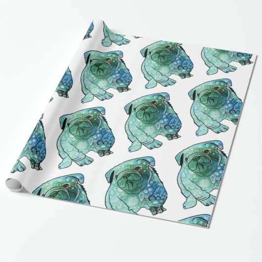 Cadeau Chien Français Bulldog Papier à envelopper brillan (Déroulé)