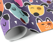 Cadeau Chiens colorés enveloppant du papier (Coin rond)