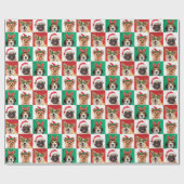 Cadeau Chiens de Noël enveloppant des feuilles de papier (Plat)