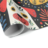 Cadeau Chiens de Noël mignons enveloppant du papier (Coin rond)