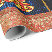 Cadeau Chine Papier coupé Dragon Bois Bleu Or (Coin rond)