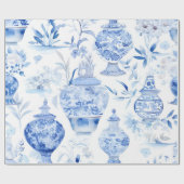 Cadeau Chinoiserie Papier d'enveloppement de vase bleu (Plat)