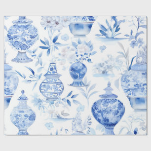Cadeau Chinoiserie Papier d'enveloppement de vase bleu