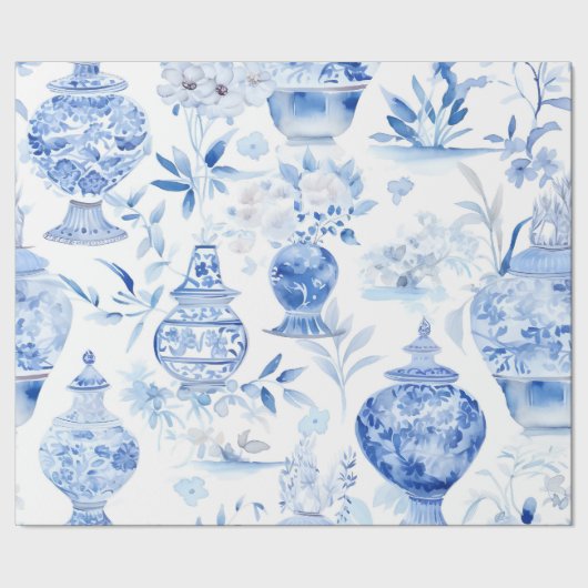 Cadeau Chinoiserie Papier d'enveloppement de vase bleu (Couture)