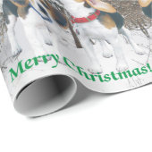 Cadeau Chiots de beagle de Joyeux Noël et papier (Coin rond)