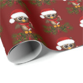 Cadeau Chouette de Noël mignonne sur papier d'enveloppeme (Coin rond)