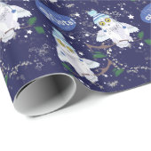 Cadeau Chouette neige avec papier de Noël Casquette (Coin rond)