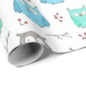 Cadeau Chouettes & Branches Papier Motif (Coin rond)