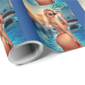 CADEAU CHRISTMAS BIKINI GIRL BIG BOOTY WRAPPER PAPIER (Coin rond)